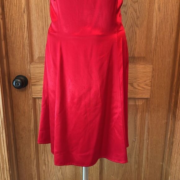 JESSICA MCCLINTOCK GUNNE SAX Vintage 90s Red Satin Rhinestone Mini Dress - Picture 5 of 15